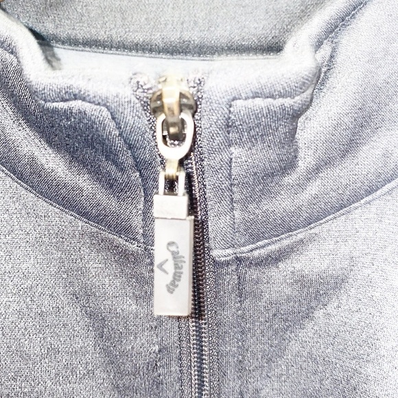 Callaway Mens Quarter Zip Banded Collar Heather Gray Long Sleeve Pullover - Picture 4 of 10